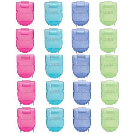 Advantus Wall Clips For Fabric Panels, Cool Colors, 40 Sheet Capacity, 20PK 75307