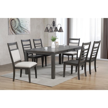 Sunset Trading Shades of Gray Dining Set with Upholstered End Chairs 7 Piece, 7PK DLU-EL9282-4C100-2C90-7PC