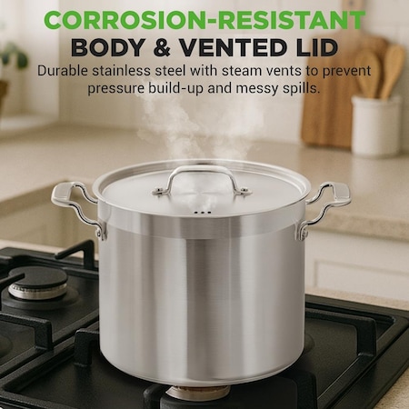Nutrichef 20 Quart Heavy-Duty Stockpot with Stainless Lid NCSPT20Q