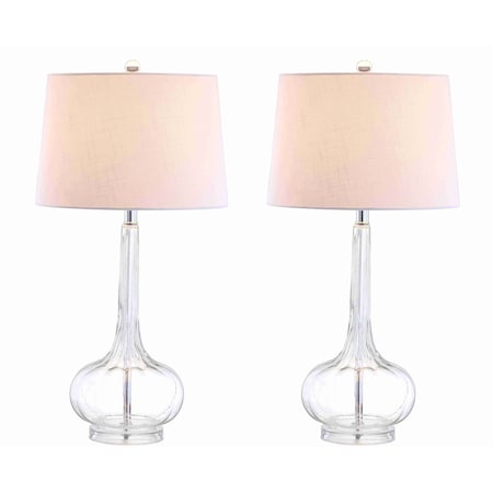 Jonathan Y Bette 28.5" Glass Teardrop LED Table Lamp, Clear, 2PK JYL1079C-SET2