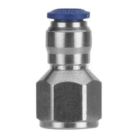 Usa Industrials Push to Connect Tube Fitting, Nickel Plated Brass w/ Plastic Release Ring, Female Straight, ZUSA-TF-PTC-NPBR-409
