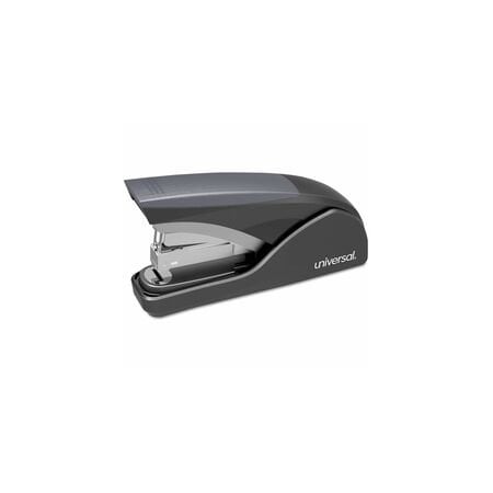 Universal Power Assist Flat-Clinch Full Strip Stapler, 25-Sheet Cap, Black/Gray UNV43040