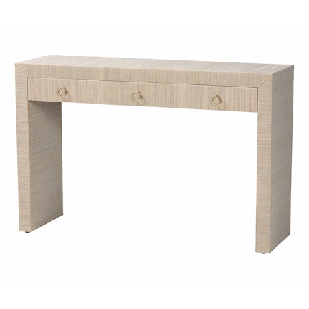 Bali & Pari Cielo Bohemian Woven Natural Grasscloth 3-Drawer Console Table 254-14034-ZORO