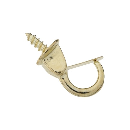 National Hardware Cup Hook, 7/8 in L, Steel, Brass, 2PK N119-909