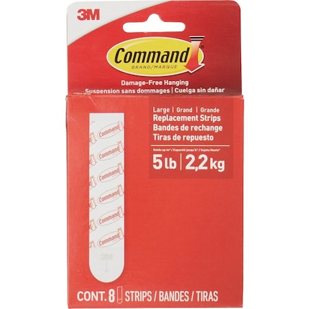 Command Large Adhesive Strips Wht 8 Strips 17023-8ESF