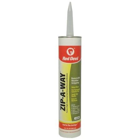 Red Devil ZIP-A-WAY Removable Sealant, Clear, 10 to 100 deg F, 10.1 oz 0606