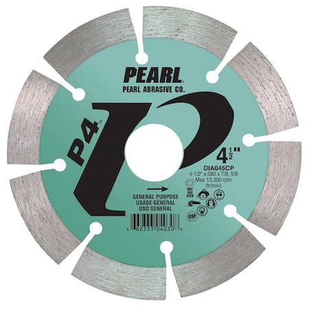 Pearl P4 Segmented Blade for Concrete and Masonry 4-1/2 x .080 x 7/8, 5/8 DIA045CP