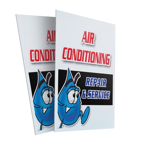 Signmission Air Conditioning Repair & Service, Plastic Signs Only 24 Inch x 36 Inch, Corrugated Plastic, 2PK CSB-2436-2PACK-AirConditioningRepair&Ser