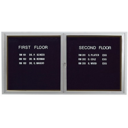 Aarco Illuminated Enclosed Letter Board Directory w/ Clear Satin Anodized Al Frame, 36''Hx72''W 2 Doors ADC3672I