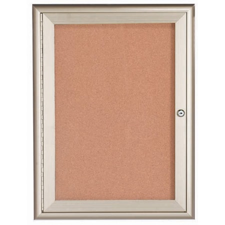 Aarco Enclosed Bulletin Board w/ Al Waterfall Style Frame, Silver, 24''Hx18''W WFC2418