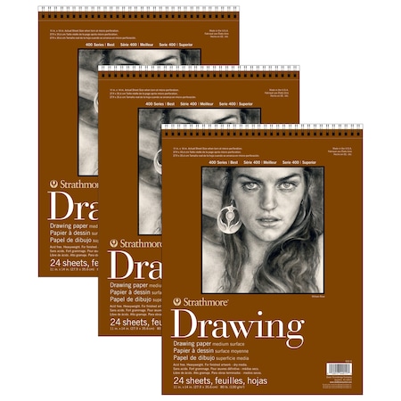 Strathmore 400 Series Drawing Pad, Smooth Finish, Wire Binding, 24 Sheet, 11x14 inch, 3PK P400-5-03