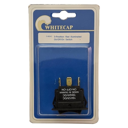 Whitecap S8054C On-Off-On Illuminated 3 Position Rocker Switch, Red W7E-S8054C