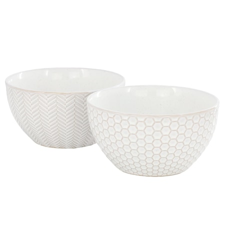 Gibson Elite Earlhart 2 Piece 6 Inch Ribbed Stoneware Cereal Bowl Set in White 750123480M