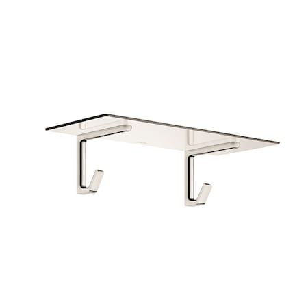 Axor Universal SoftSquare Towel Shelf with Robe Hooks in Polished Nickel 42842830