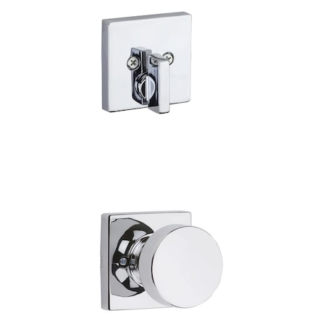 Kwikset Single Cylinder Interior Pismo Knob Trim with Square Rose Bright Chrome Finish 971PSKSQT-26