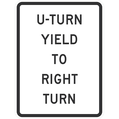 Lyle R10-16, U-Turn Yield To Right Turn, 18x24, Engineer Grade, White G-10166-EG_18x24