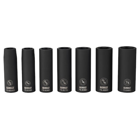 Dewalt Dewalt, 1/2"Dr, 7pc, DP Impact Skt Set, SAE DWMT81608