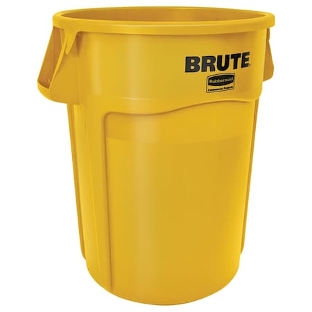 Rubbermaid Commercial BRUTE 44 gal Round Heavy Duty Plastic Can, Yellow, None, Plastic, Not Applicable FG264360YEL