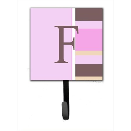 Carolines Treasures Letter F Initial Monogram - Pink Stripes Leash Holder Or Key Hook CJ1005-FSH4