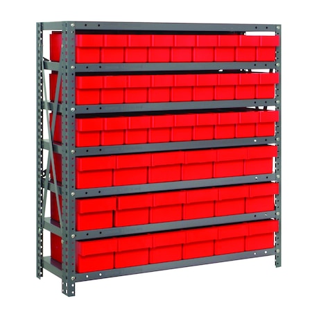 Quantum Storage Systems 7 SHELF OPEN UNIT W/45 RED BINS 1839-624RD