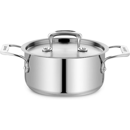Bakken-Swiss 2QT Stockpot, Brushed Stainless Steel, Heavy Duty, Induction-Ready, Lid and Riveted Handles BAKSTQ2