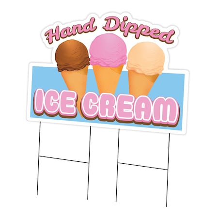 Signmission Hand Dipped Ice Cream Die Cut Yard & Stake outdoor plastic window, 2436-Hand Dipped Ice Cream C-DC-2436-Hand Dipped Ice Cream19