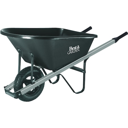 Best Garden 5 Cu. ' Poly Wheelbarrow With Steel Handles TPR5-S-DIB