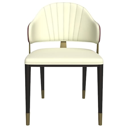 Leisuremod Aria Modern Dining Chair in Leather and Iron Legs with Curved Back in Red, 2PK AC45R2