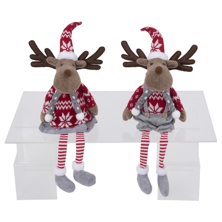 Gerson Multicolored Holiday Moose Shelf Sitters Table Decor 23 in. 2693120