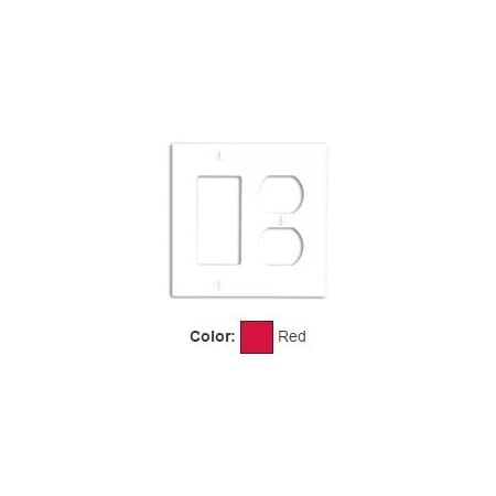 Leviton Combination Wallplate, Standard Size, Gang 2, Red 80746-R