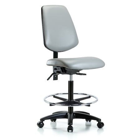Blue Ridge Ergonomics High Bench Chair No Arms, 26" to 35" Height, Vinyl, Dove BR-VHBCH-MB-RG-T1-A0-CF-RC-8567