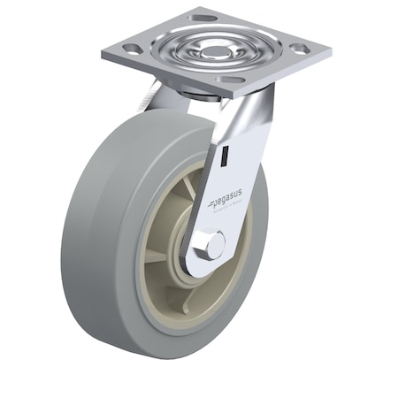 Zoro Select Swivel Plate Cstr, 5 in Dia, 375 lb, Roller P21S-PRP050R-14