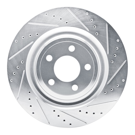 Dynamic Friction Co DFC Brake Rotor - Drilled and Slotted - Silver 631-54278R