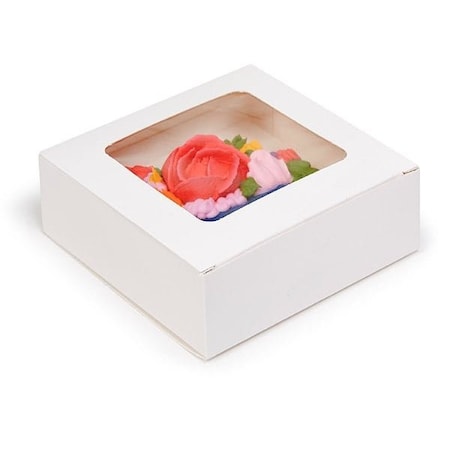 Nashville Wraps White Window Candy Truffle Boxes, 4-1/2x4-1/2x1-1/2, Holds 9, 25PK TCW45WH