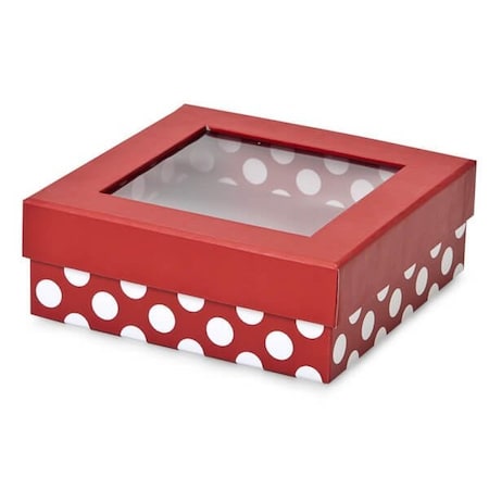Nashville Wraps Red Polka Dot Gourmet Rigid Window Box, Medium 5.75x5.75x2in, 24PK 611BPDR