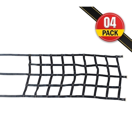 Mytee Products Cargo Net 42in x 82in w/ Ratchet E Track Fittings Van Trailer, 4PK CN4282ETK-Rx4