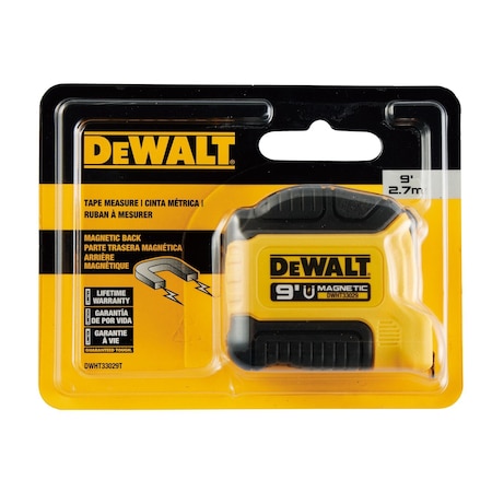 Dewalt Tape Measure, Magnetic Mount, 9 ft Blade L DWHT33029T
