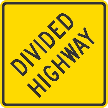 Lyle W6-1A, Divided Highway, The Wording, 36x36, Engineer Grade, Yellow G-16016-EG_36x36