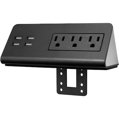 Kable Kontrol Outlet Strip, USB, 4 USB/3 Outlet(s) 4.9 ft., White KK-EC-BK