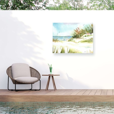 Trademark Fine Art Outdoor Canvas Art Sheila Golden 'Beach Day' Wall Art for Patios, or Gardens SG09098-OC1824WR