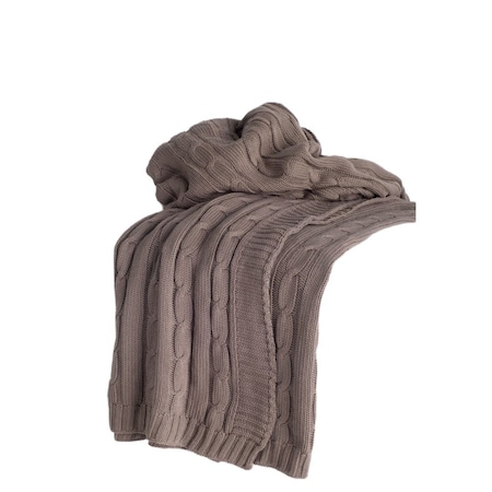 Homeroots Brown Knitted 100% Cotton Throw Blanket 518770