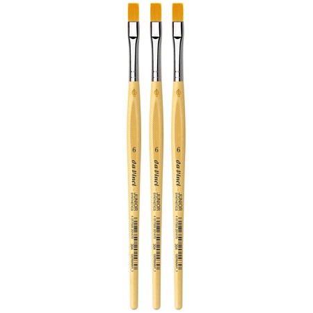 Da Vinci JUNIOR Synthetics Student Brush, Synthetic, Tempera, Flat, Series 304, Size 6, 3PK VA-304_6