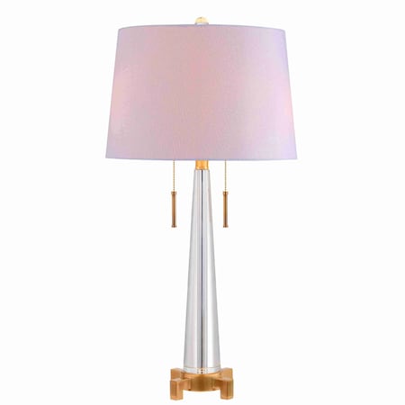 Jonathan Y Zoe 29.5" 2-Light Crystal LED Table Lamp, Clear/Brass Gold JYL2018A