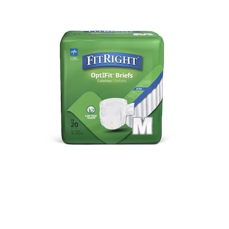 Medline FitRight Ultra Adult Incontinence Briefs, Size M, for Waist Size 32in-44in, 80PK FITULTRAMD