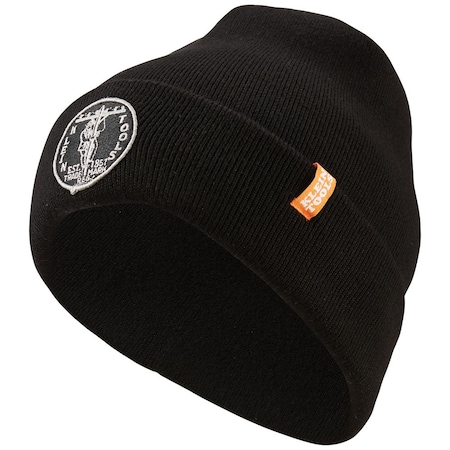 Klein Tools Heavy Knit Hat, Black, Vintage Patch Logo 60388