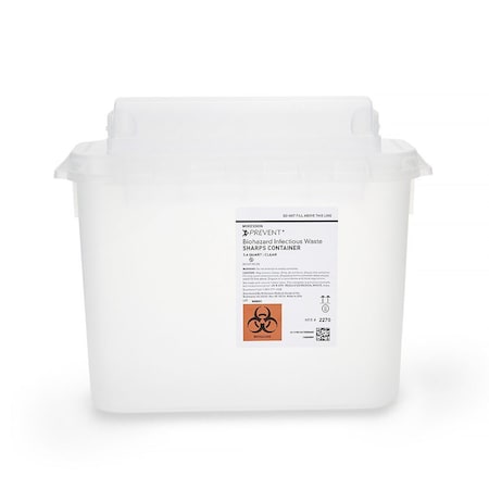 Mckesson Prevent Clear Sharps Container, 5.4-Quart, 11 x 12 x 4-3/4 Inch, Non-Sterile 2270