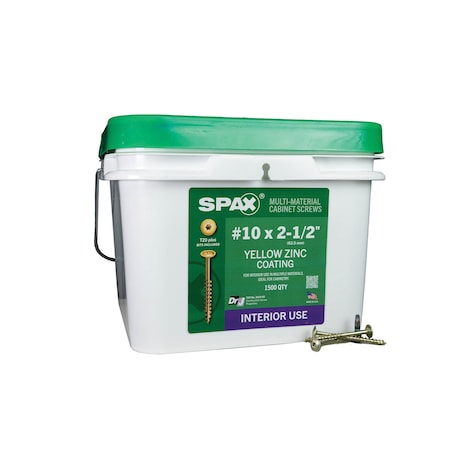 Spax #10 x 2-1/2 in Interior Cabinet Wood Screws Construction Wafer Head T-Star Plus Bulk Pail, 1500PK 3281020500600