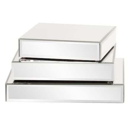Homeroots Set of Three Mirrored Rectangular Display Platforms, 3PK 401221