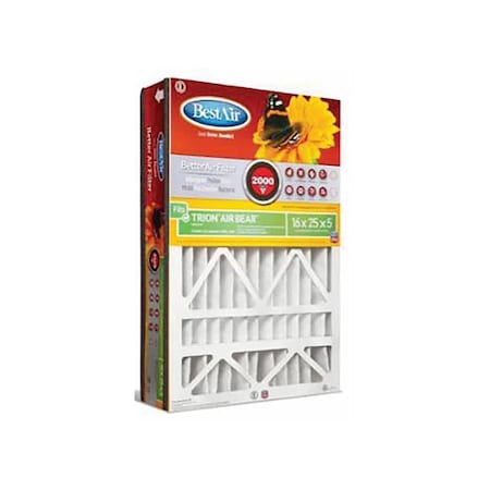 Bestair Air Cleaning Furnace Filter, 16 in L, 25 in W, 11 MERV, 1000 to 1200 MPR, Cardboard Frame AB1625-11R