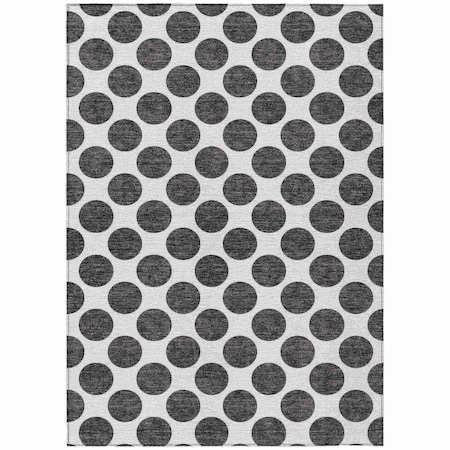Homeroots 10' X 14' Black And Ivory Polka Dot Washable Indoor Outdoor Area Rug 614874